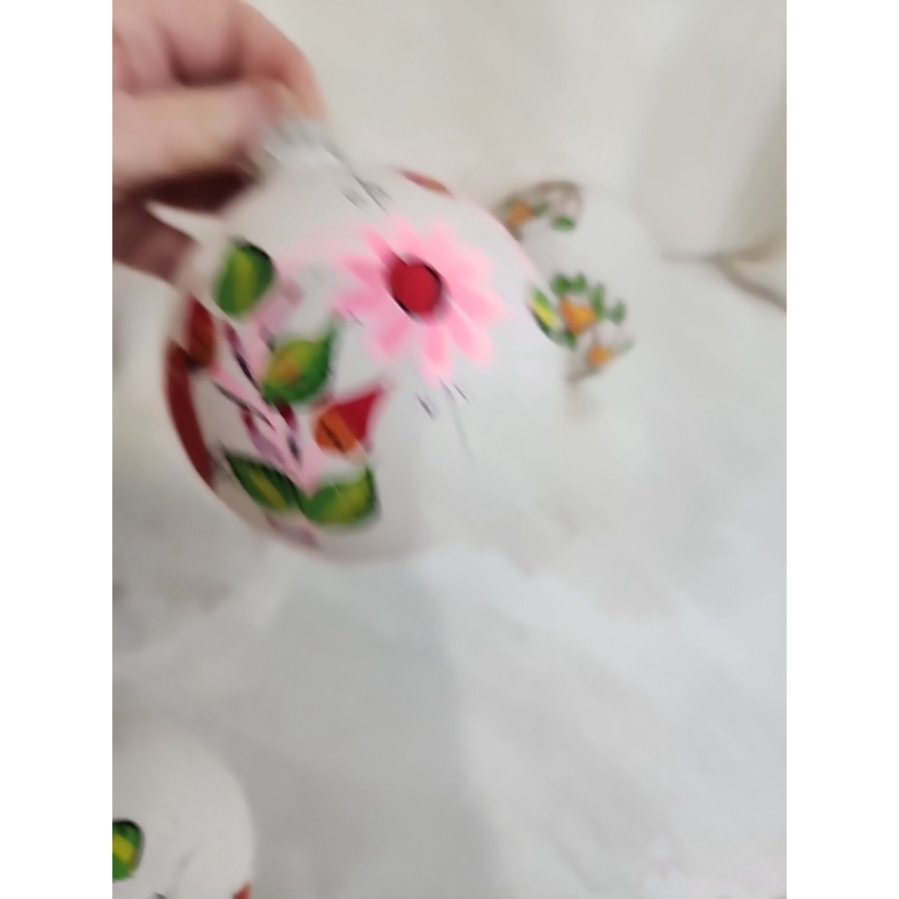 Vintage Hand Painted Floral Bird Glass Ornaments - Picture 8 of 14